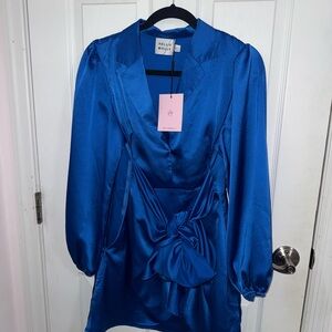 Hello Molly Blue Wrap Tie Front Blouse